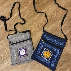 Hippie sun and moon over the shoulder bag